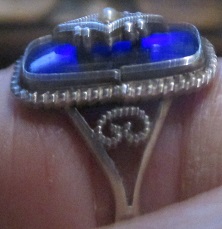 xxM1236M Vintage 830 silver ring with blue stone